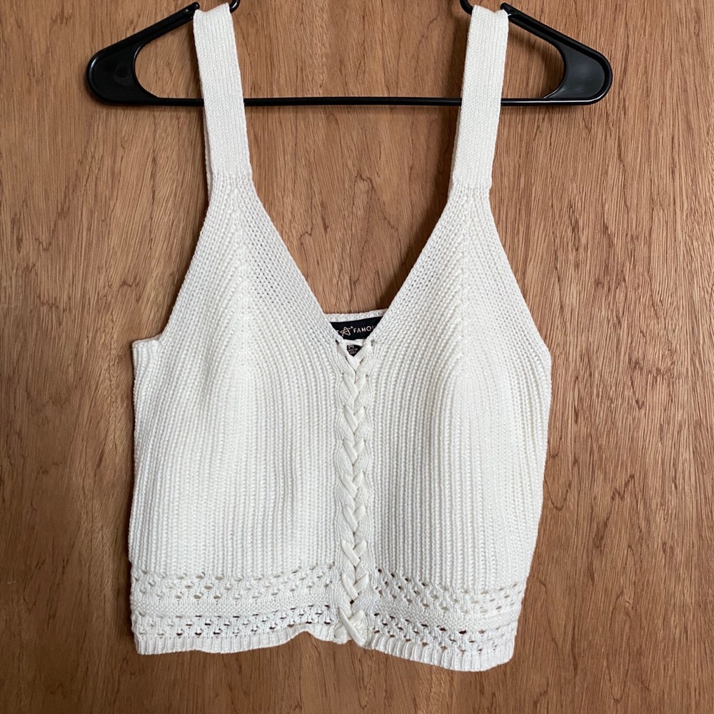 white crotchet crop top